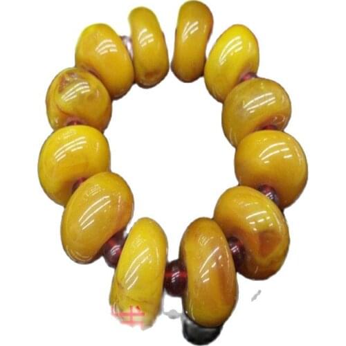 Chinese Amber beeswax bangle Elastic Bracelet Woman bangle