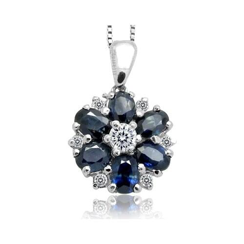 Classic 925 Silver Sapphire Necklace Pendant for Daily Wear 3mm*4mm Natural Sapphire Pendant Birthday Gift for Wife