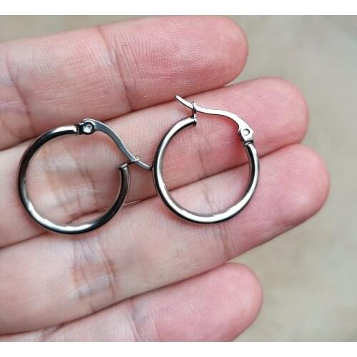 Size 20mm Line 2mm Circle Hoop Earrings Ear Loop Smooth Ring Polishing 316 Stainless Steel Jewelry IP Plating Anti Allergy