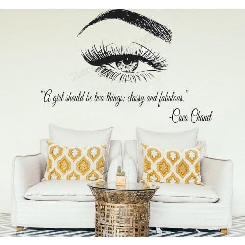 Art Salon Sticker Beauty Salon Quotes Room Decoration Removeable Wall Sticker Vinyl Eye Eyelashes Eyebrows Brows Decor LY43