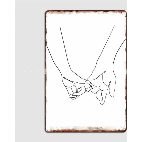 One Line Holding Hands Metal Plaque Poster Club Wall Decoration Wall Decor Tin Sign Posters