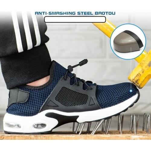 Men Outdoor Steel Toe Work Shoes Indestructible Mens Breathable Anti-smashing Piercing Safety Boots Casual Single Mesh Sneakers