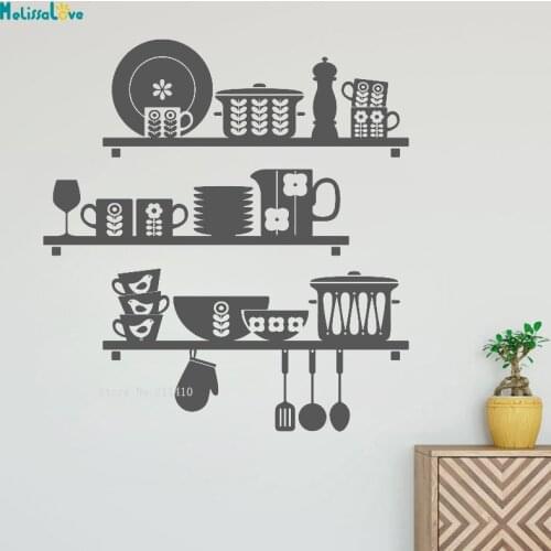 Kitchen Shelves Wall Decal Nordic Design Sticker Home Decor Crockery Shelves Removable Murals Exquisite Utensils YT1940