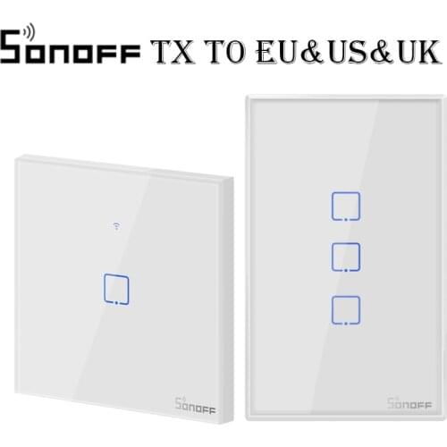 SONOFF T0 TX EU/UK/US 1/2/3 Gang Wall Light Switch Smart Wifi Panel Wireless Remote Touch/Ewelink/Voice Control Google Home