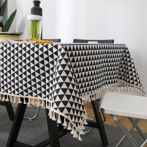 Nordic Rectangular Tablecloth Cotton Linen Dining Room Table Cloth Tassel Wedding Party Square Table Cover Home Kitchen Decor