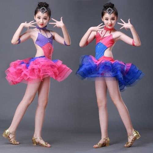 New Sexy Child Latin Dance Dress Kids Ballroom Stage Clothing Girls Latin Dance Skirts Girls Salsa Dresses Perfoming Costumes 89
