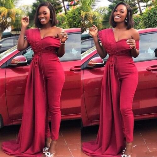 New Amazing Sexy Long Jumpsuit Women Evening Party Formal Gowns with Applique New Style Off Shoulder Prom Pant Suit Custom Made