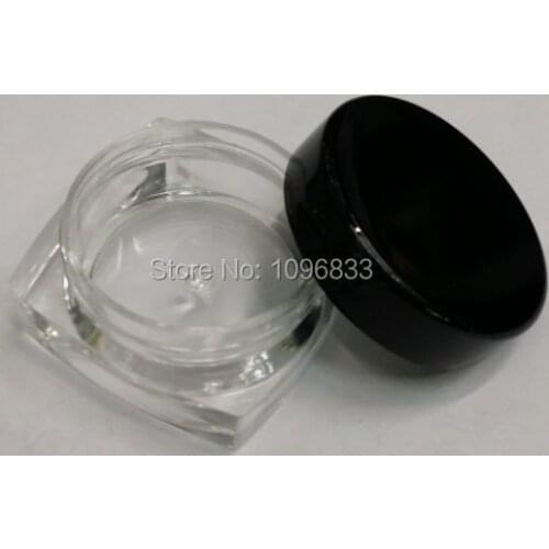 10g Square Bottom Plastic Jar, Cosmetic Cream Jar Black Cap, Empty Cosmetic Packing Container Bottle, Plastic Box, 100PCS/Lot