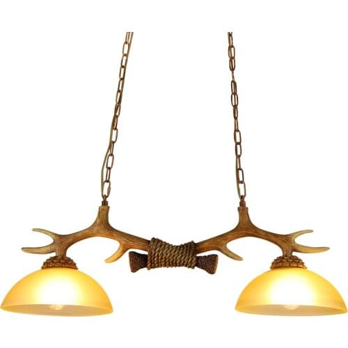 Loft antlers double head pendant lights industrial wind restaurant vintage bar theme hotel clothing shop hanging lamps fixtures