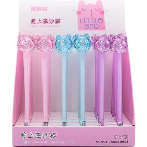 40 pcs/lot Transparent Crystal Cat Gel Pen Cute 0.5 mm black ink Neutral Pens School Office writing Supplies Promotional Gift