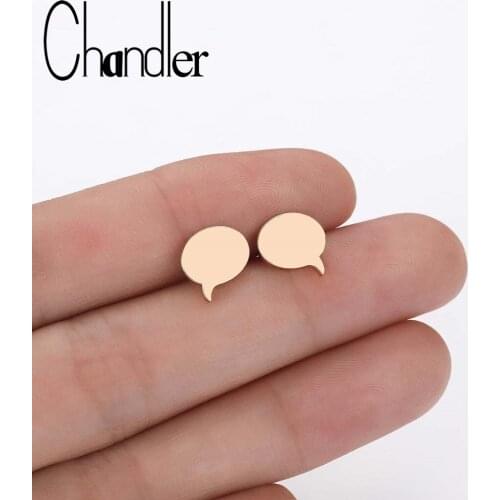 Chandler Dialog Box Earrings Geometry 316L Steel Metalic Boho Punk Creative Simple Stud Earrings For Women Teens Girls Boys Men