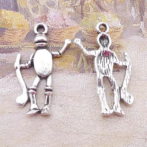 Newest 20Pcs 15*25mm Antique Silver Plated Alloy Alien Charms Fashion Necklace Earrings Pendant For DIY Jewelry Making Wholesale