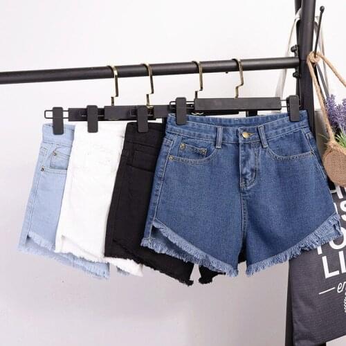 New Europe Blue Denim Shorts For Women Summer Slim Casual Womens High Waist Shorts Hot White Egde short feminino
