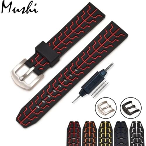 Silicone Rubber Watchbands Strap Stainless Steel Black Buckle Waterproof Diving 20mm 22mm 24mm colorful Watch Band Strap