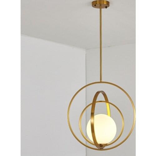 Nordic Creative Single Head Glass Ball Chandelier Postmodern Minimalist Hanging Lamp Living Room Bar Restaurant Bedroom Bedside