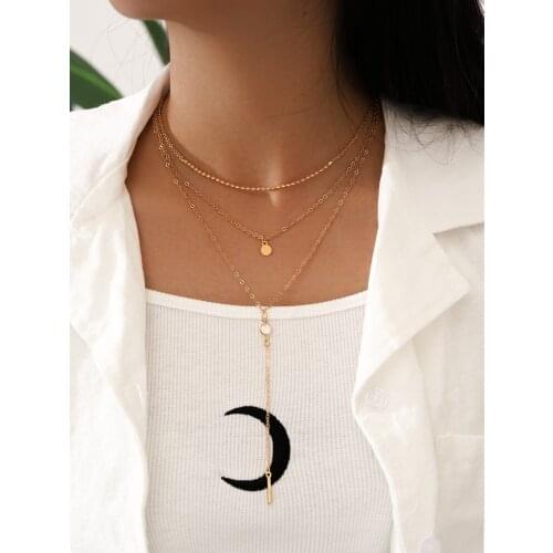 Stillgirl 3Pcs Vintage Multilayer Geometric Pendant Necklaces for Women Charms Aesthetic Chains Long Tassel Gift Fashion Jewelry