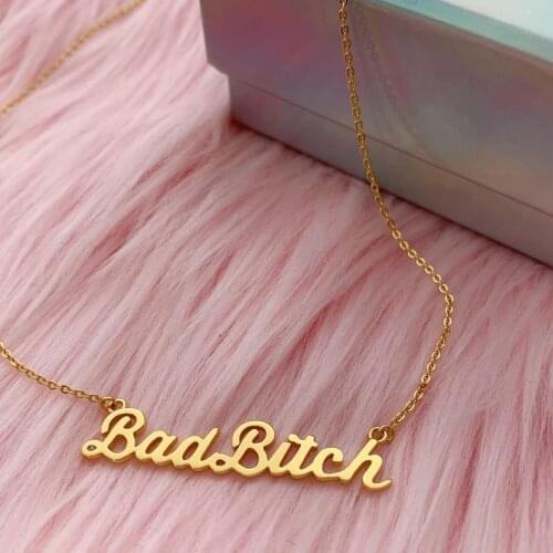 Bad Bitch Nameplate Necklace - Feminist Vermeil Wildflower + Co. Valentines Day Gift