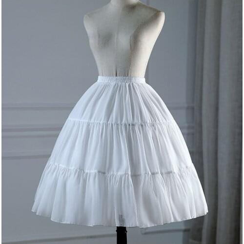 In Stock Petticoats Cheap 2021 Crinoline White A Line Bridal Underskirt Slip 2 Hoops Petticoat for Evening Prom Wed