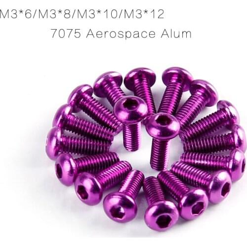 20pcs 7075 M3 Screw M3*6 M3*8 M3*10 M3*12 6mm 8mm 10mm Aerospace Aluminum Alloy Hexagonal Screws SHCS for FPV RC Quadcopter