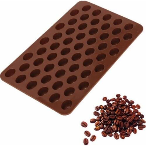 High Quality chocolate mold Silicone Chocolate Coffee Beans Mould Candy Cake Sweets 55 Cavity Sugar Mould Baking Mat for Cake