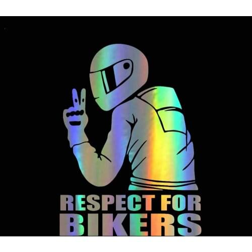 WaveHands Respect for Bikers Funny 3D Car Stickers Vinyl Carbon Fiber JDM Stickers on Auto Decals Motorcycle Car Styling 19cm