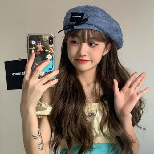 INS Spring and Summer New Lace Painter Hats for Women Elegant and Comfortable Beret Adjustable Drawstring Female Gorros