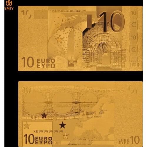 Euro Gold Banknote 10 Euro Gold Plated False Copy Money Paper Money Collectibles