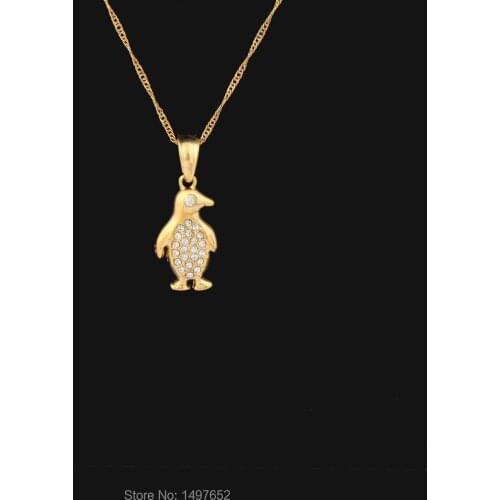 / Gold Color Zircon Fashion Jewelry Lovely Penguin Pendant Jewelry Trendy Animal Pendant Necklace For Women