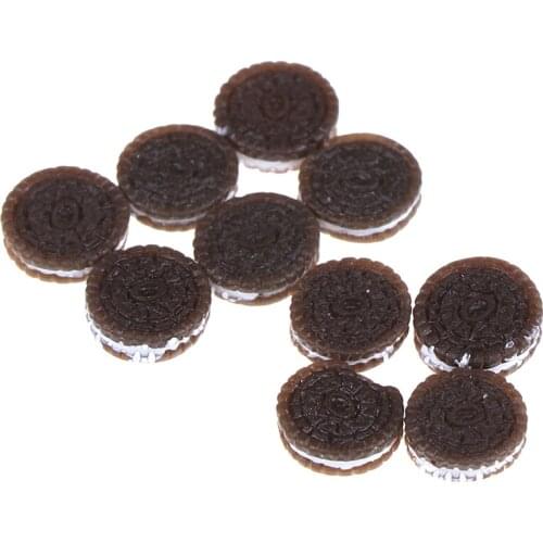 10pcs 1:12 Chocolate Cookies Miniature Dollhouse Kitchen Decoration Bakery For Children Kids Pretend Play Toys