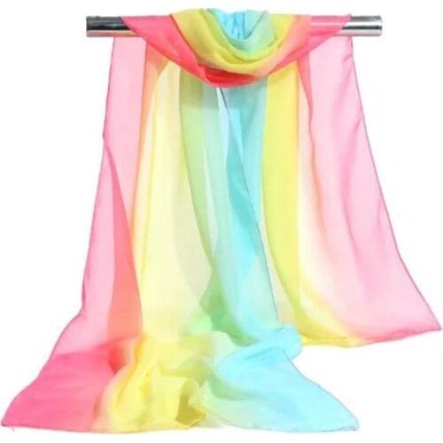 160*50cm New Fashion woman Color gradient chiffon scarf wild shawl sunscreen Flower floral girl scarf scarves