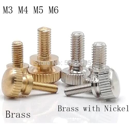 2-5PCS M3 M4 M5 M6 GB834 Brass Knurled head or Nickel plating Knurled Thumb Screw Hand Tighten Curtain Wall Glass Lock Screws