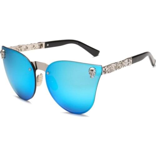 2018 Skull Women Cat Eye Sunglasses Vintage Oversized Rimless Mirror Cateye Eyewear