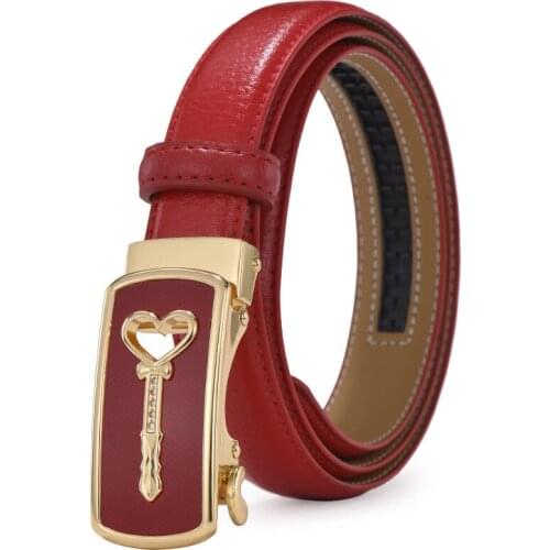 2019 Hot Fashion Women Belts Real Leather Luxury Strap Gold Automatic Buckle Belts w/2.4cm Waistband Designer Cartoon Wand Belt