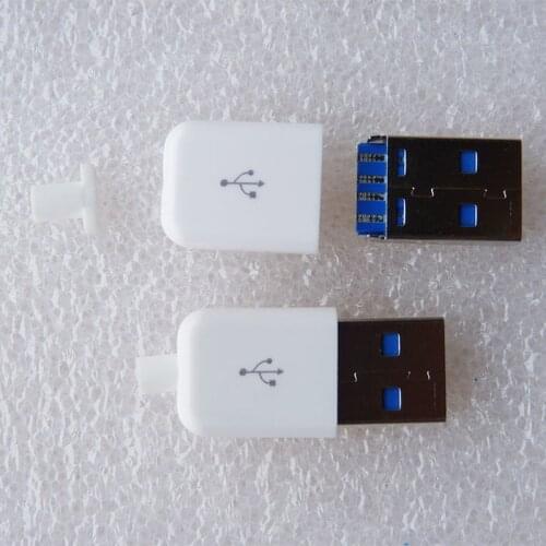 5Set DIY USB 2.0 A Male 4Pin Plug Welding Type Socket 3 in 1 Connector Soldering Adaptor White