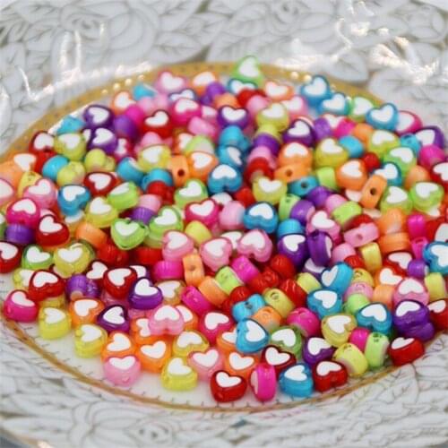 50pcs 8x4mm Mixed Color Love Heart Acrylic Beads Loose Spacer Beads For Jewelry Making Handmade Diy Bracelet Accessories