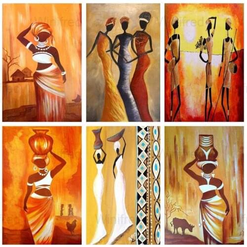 5D DIY Diamond Painting African Woman Figure Painting Cross Stitch Full Drill Diamond Embroidery Home Decoration Wall Art Gift