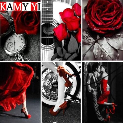 5D DIY Diamond Embroidery Red and black/Rose and girl mural Cross stitch Diamonds Mosaic Home decoration Diamond Painting LXJ