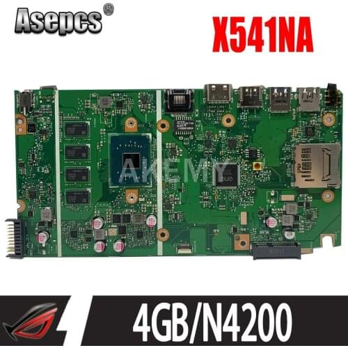 AKemy X541NA N4200/N3350 4GB RAM mainboard REV 2.1 For ASUS X541 X541N X541NA laptop motherboard 90NB0B30-R00031 free shipping