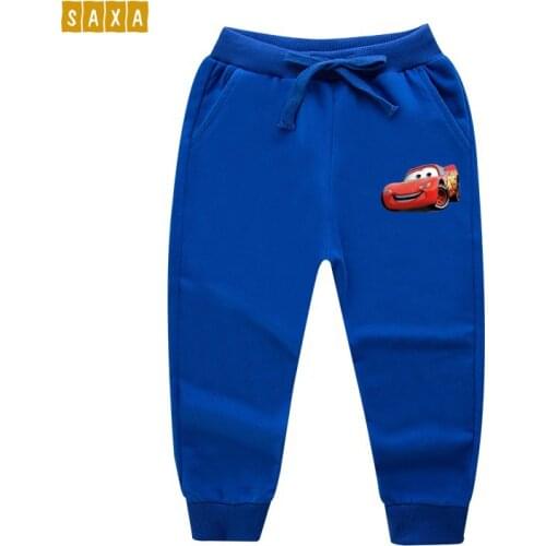 Childrens pants spring and autumn new boys casual sports pants 100% cotton cartoon childrens trousers elastic band baby pants