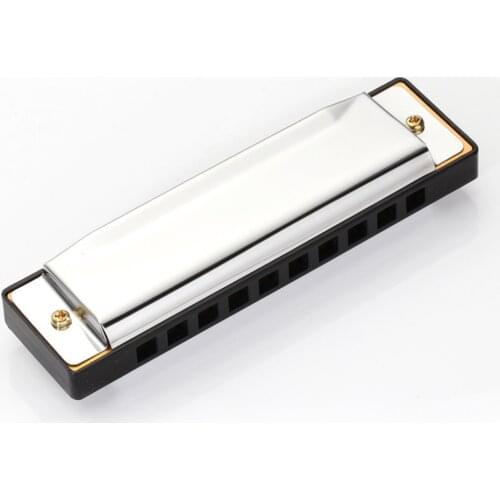 10-Hole Diatonic Harmonica Silver Blues Diatonic Harp Harmonicon 10 Holes Musical Instrument Alloy Harmonica Mouth Organ