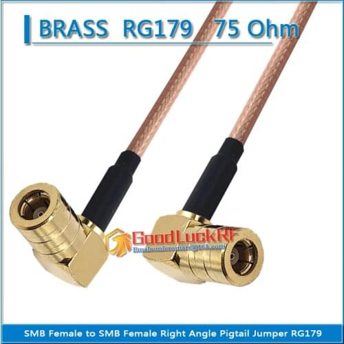 Dual SMB Female 90 Degree Right Angle to SMB Female Right Angle 90 Degree Coaxial Pigtail Jumper RG179 extend Cable 75 Ohm