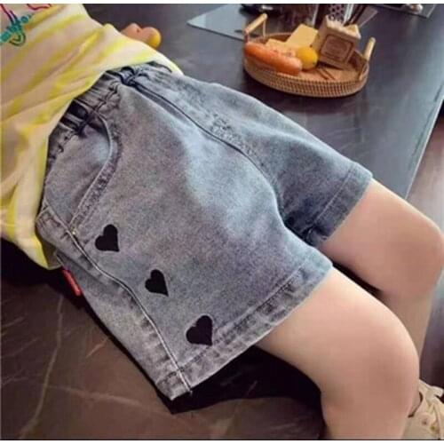 New Jeans For Girls Heart Pattern Girls Jeans Casual Style Jeans Kids Summer Childrens Jeans Clothes 6 8 10 12 14T