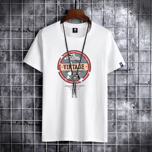 2021 NEW Trendy Shoes Printing 100% cotton Men T Shirt Hip-Hop Cotton T-shirt O-neck Summer Male Causal Tshirts Fashion Loose