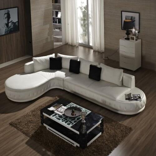 Lounge +2 seat +ottoma/lot) white genuine leather small living room sofa furniture #CE-226