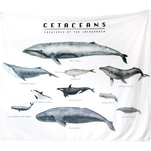 Ins Nordic hanging cloth Cetaceans of the Infraorder Ocean Whale High Pixel Art Decorative Tapestries Wall Hanging Decor Gift