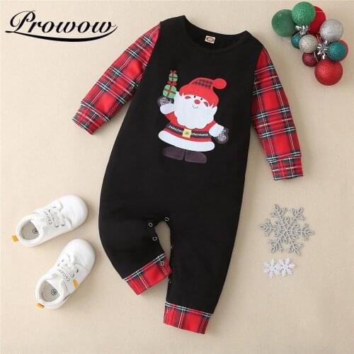Prowow Santa Claus Baby Boy Christmas Clothes Patchwork Babys Rompers Long Sleeve Kids Toddler Clothing Festival Baby Costume