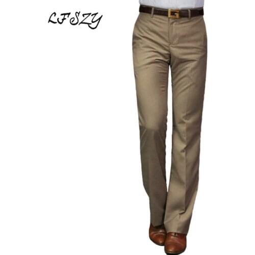Mens Suit pants New flared pants Male Summer Straight Suit pants British leisure Free hot feet trousers Formal pants For Men