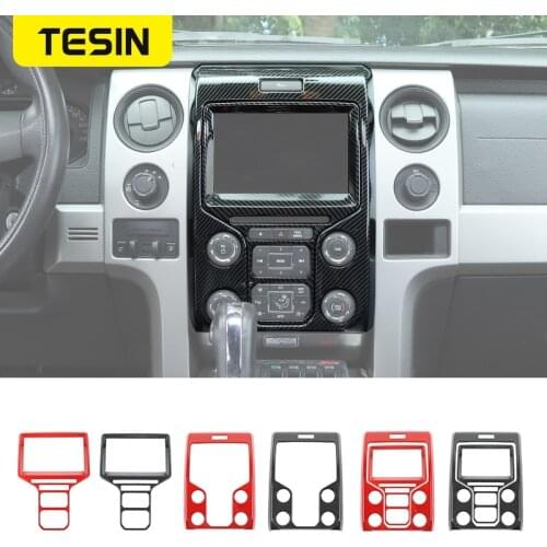 TESIN Interior Mouldings Car Center Console Decoration Panel Cover Stickers For Ford F150 Raptor 2013-2014 ABS Car Accessories