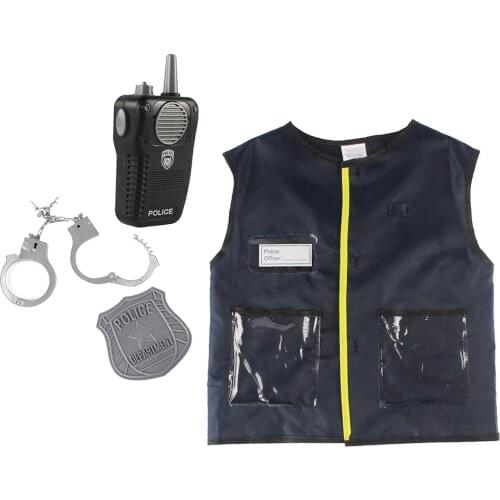 Dress-Up Police Toys Role Play Police Costume for Kids Includes Walkie Talkie, Handcuffs, Badge & Police Vest Pretend Play