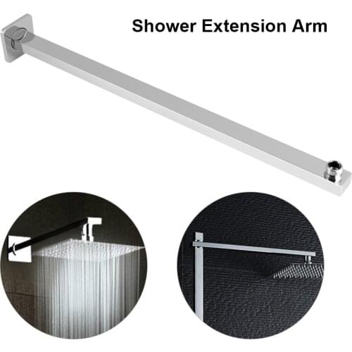 60cm 24inch Wall Mounted Chrome Shower Arm Silver Square Shower Extension Arms Bathroom Shower Accessories For Rain Shower Head